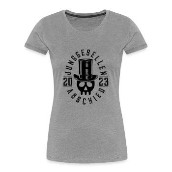 Junggesellen Abschied 2023 - Frauen Premium Bio T-Shirt - Grau meliert - Vorne - Mia (176cm)