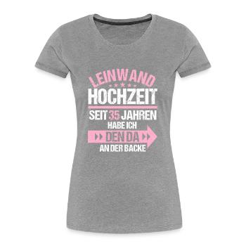 35 verheiratet Leinwand Hochzeit 35.Hochzeitstag - Frauen Premium Bio T-Shirt - Grau meliert - Vorne - Mia (176cm)