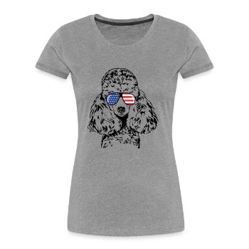 MINIATURE POODLE Poodle America Flag Dogs Wilsigns - Women's Premium Organic T-Shirt - heather grey - Front - Mia (176cm)