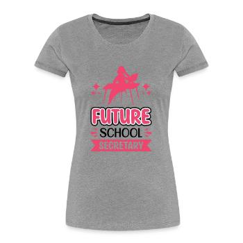 Zukünftige Schulsekretärin - Frauen Premium Bio T-Shirt - Grau meliert - Vorne - Mia (176cm)