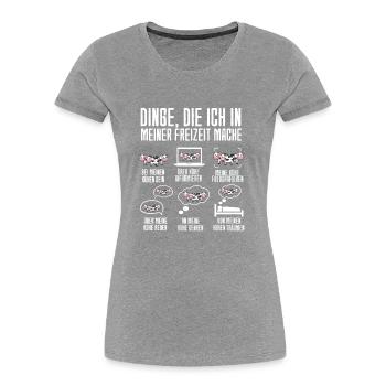 Dinge Die Ich In Meiner Freizeit Mache Kühe - Frauen Premium Bio T-Shirt - Grau meliert - Vorne - Mia (176cm)