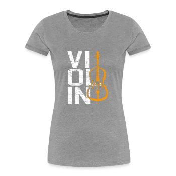 Violine - Frauen Premium Bio T-Shirt - Grau meliert - Vorne - Mia (176cm)