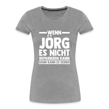 Jorg - Frauen Premium Bio T-Shirt - Grau meliert - Vorne - Mia (176cm)