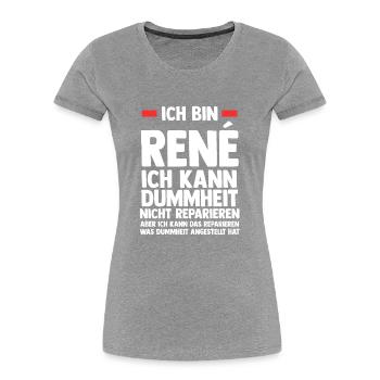 Rene - Frauen Premium Bio T-Shirt - Grau meliert - Vorne - Mia (176cm)