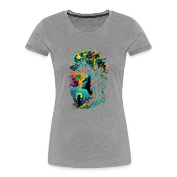 Frau des Waldes bunt - Frauen Premium Bio T-Shirt - Grau meliert - Vorne - Mia (176cm)