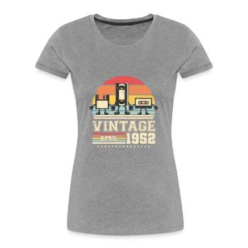 71. Geburtstag April Jahrgang 1952 Geschenkidee - Frauen Premium Bio T-Shirt - Grau meliert - Vorne - Mia (176cm)