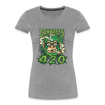 MARIHUANA 420 CANNABIS WEED HANF SMOKER DESIGN - Frauen Premium Bio T-Shirt - Grau meliert - Vorne - Mia (176cm)