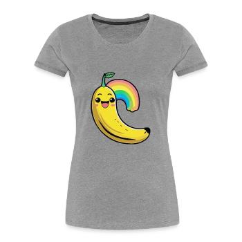 Banane Comic - Frauen Premium Bio T-Shirt - Grau meliert - Vorne - Mia (176cm)