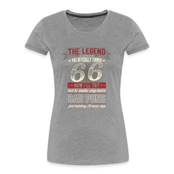 Die Legende Offiziell 66 Jahre 66. Geburtstag - Frauen Premium Bio T-Shirt - Grau meliert - Vorne - Mia (176cm)