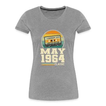 59. Geburtstag Mai Jahrgang 1964 Geschenkidee - Frauen Premium Bio T-Shirt - Grau meliert - Vorne - Mia (176cm)