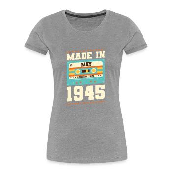 70th birthday May Born 1953 Gift idea - Women's Premium Organic T-Shirt - heather grey - Front - Mia (176cm)
