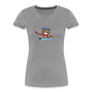 Cat playing ice hockey Funny kawaii design - Women's Premium Organic T-Shirt - heather grey - Front - Mia (176cm)