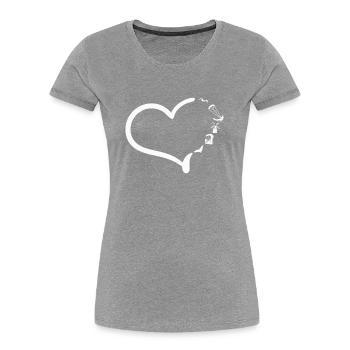 Herz Heimat Küste Meer Wakeboard - Frauen Premium Bio T-Shirt - Grau meliert - Vorne - Mia (176cm)