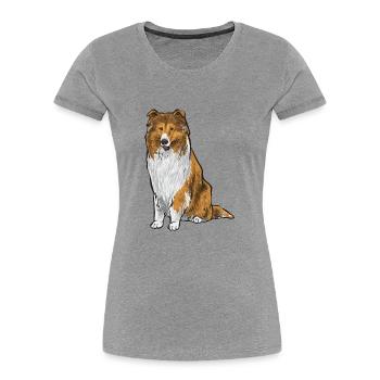 Langhaarcollie Rough Collie Hund - Frauen Premium Bio T-Shirt - Grau meliert - Vorne - Mia (176cm)