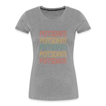 Potsdamerin Potsdamer Potsdam - Frauen Premium Bio T-Shirt - Grau meliert - Vorne - Mia (176cm)