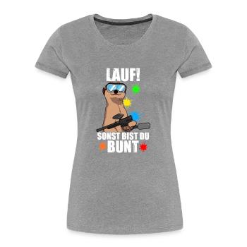 Lauf! Gotcha Paintballspieler Paintball - Frauen Premium Bio T-Shirt - Grau meliert - Vorne - Mia (176cm)