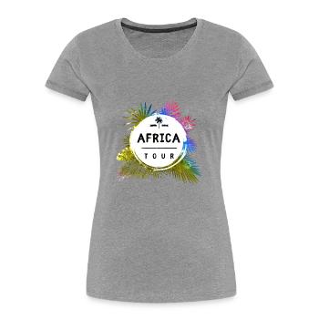 Afrika Tour Travel Bunt - Frauen Premium Bio T-Shirt - Grau meliert - Vorne - Mia (176cm)