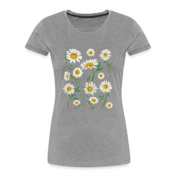 Blumen Blüte Garten Gänseblümchen Geschenk Botanik - Frauen Premium Bio T-Shirt - Grau meliert - Vorne - Mia (176cm)