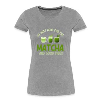 Matcha Latte - Frauen Premium Bio T-Shirt - Grau meliert - Vorne - Mia (176cm)
