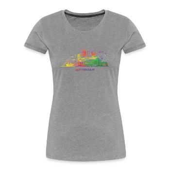 Rotterdam Skyline Rotterdam - Frauen Premium Bio T-Shirt - Grau meliert - Vorne - Mia (176cm)