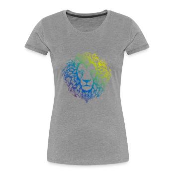 Löwe Mandala Boho - Frauen Premium Bio T-Shirt - Grau meliert - Vorne - Mia (176cm)