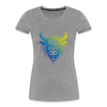Bulle Mandala Boho - Frauen Premium Bio T-Shirt - Grau meliert - Vorne - Mia (176cm)