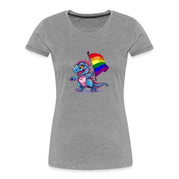 Stolz Dinosaurier LGBT Schwul Lesbisch Transgender Cool - Frauen Premium Bio T-Shirt - Grau meliert - Vorne - Mia (176cm)