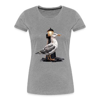 Baby Möwe Seevogel Leuchtturm - Frauen Premium Bio T-Shirt - Grau meliert - Vorne - Mia (176cm)