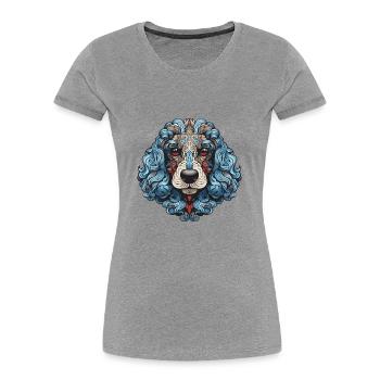 Portrait de chien caniche - T-shirt bio Premium Femme - gris chiné - Devant - Mia (176cm)