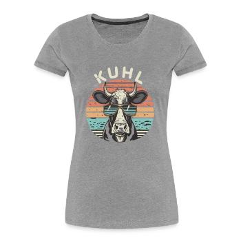 Lustiges Kuh Kühe Sonnenbrille Vintage Bauer - Frauen Premium Bio T-Shirt - Grau meliert - Vorne - Mia (176cm)