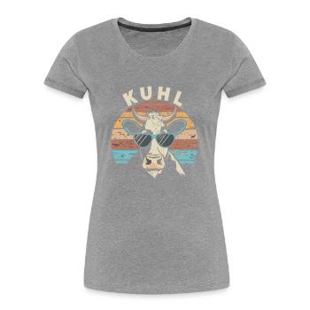 Lustiges Kuh Kühe Sonnenbrille Vintage Bauer - Frauen Premium Bio T-Shirt - Grau meliert - Vorne - Mia (176cm)