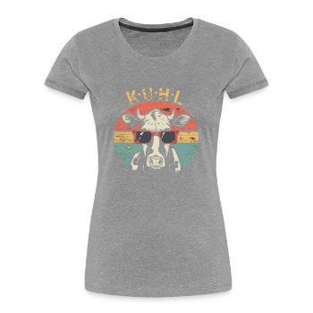 Lustiges Kuh Kühe Sonnenbrille Vintage Bauer - Frauen Premium Bio T-Shirt - Grau meliert - Vorne - Mia (176cm)
