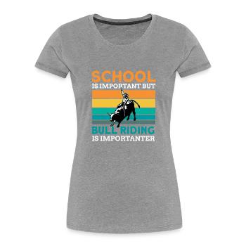 Rodeo - Frauen Premium Bio T-Shirt - Grau meliert - Vorne - Mia (176cm)