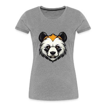 Panda Kopf - Frauen Premium Bio T-Shirt - Grau meliert - Vorne - Mia (176cm)