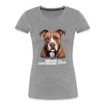 Hund American Staffordshire - Frauen Premium Bio T-Shirt - Grau meliert - Vorne - Mia (176cm)