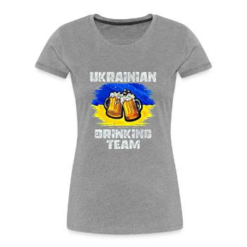Équipe de beuverie d’Ukraine - T-shirt bio Premium Femme - gris chiné - Devant - Mia (176cm)