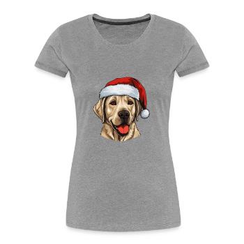 Labrador chien Portrait Noël - T-shirt bio Premium Femme - gris chiné - Devant - Mia (176cm)