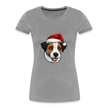 jack russel terrier Hund Kopf Weihnachten Portät - Frauen Premium Bio T-Shirt - Grau meliert - Vorne - Mia (176cm)