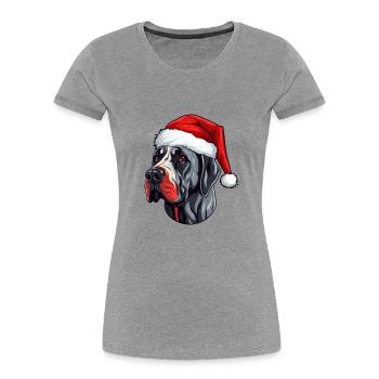 Great Dane Dog Head Christmas Portrait - Women's Premium Organic T-Shirt - heather grey - Front - Mia (176cm)