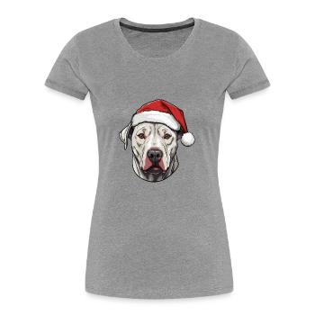 Dogo Argentino Dog Head Christmas Portrait - Women's Premium Organic T-Shirt - heather grey - Front - Mia (176cm)