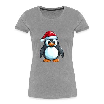 Pingouin Bande Dessinée Mignon Noël Bébé Noël - T-shirt bio Premium Femme - gris chiné - Devant - Mia (176cm)