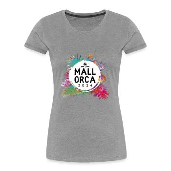 Mallorca 2024 Bunt - Frauen Premium Bio T-Shirt - Grau meliert - Vorne - Mia (176cm)