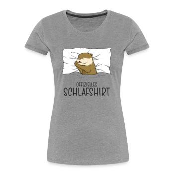 Offizielles Schlafshirt Otter, Schlafanzug Otter - Frauen Premium Bio T-Shirt - Grau meliert - Vorne - Mia (176cm)