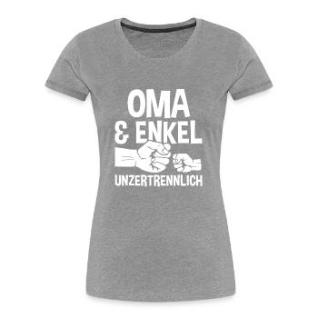 Oma Großmutter und Enkel - Frauen Premium Bio T-Shirt - Grau meliert - Vorne - Mia (176cm)