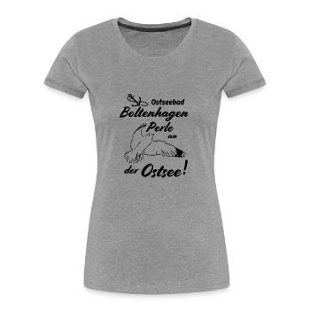 Boltenhagen Ostseebad und Perle an der Ostsee - Frauen Premium Bio T-Shirt - Grau meliert - Vorne - Mia (176cm)