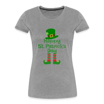 St Patricks Day Accessoires Ireland Shamrock Deko - Frauen Premium Bio T-Shirt - Grau meliert - Vorne - Mia (176cm)
