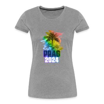 Prague 2024 Vacances Palmiers Colorés - T-shirt bio Premium Femme - gris chiné - Devant - Mia (176cm)