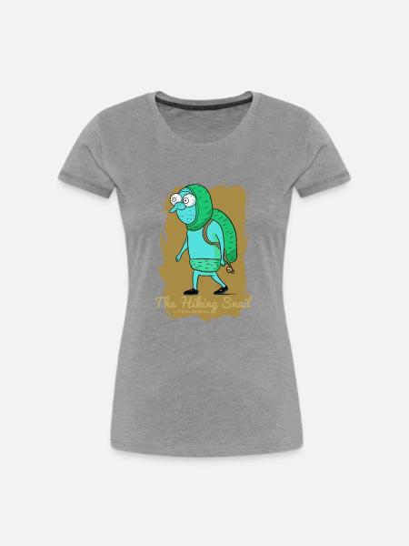 Der Wandernde Schnecke - Frauen Premium Bio T-Shirt - Grau meliert