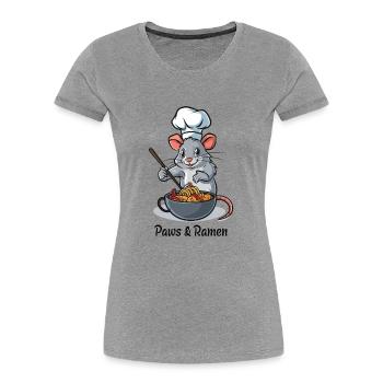 Paws and Ramen Lustige Ratte Tier Sprüche - Frauen Premium Bio T-Shirt - Grau meliert - Vorne - Mia (176cm)