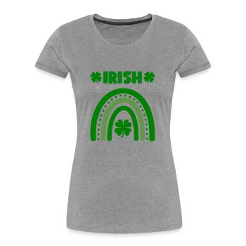 St Patricks Day Accessoires Ireland Shamrock Deko - Frauen Premium Bio T-Shirt - Grau meliert - Vorne - Mia (176cm)